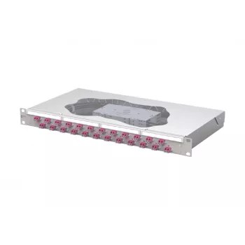 Svařovací optický patch panel METZ CONNECT 24portový LC-Duplex OM4, 1U 19 inch pro montáž do racku, světle šedá 1504577524-E