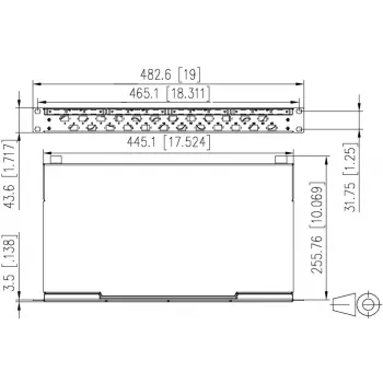 Svařovací optický patch panel METZ CONNECT 24portový LC-Duplex OM4, 1U 19 inch pro montáž do racku, světle šedá 1504577524-E