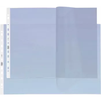ELBA Punched Pocket DIN A3 Landscape, PP 0.09 mm, Grained, Open Top, Euro Punching, Document Safe, Anti-Glare (71300)