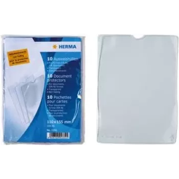 HERMA 1333 Transparent Polypropylene Document Sleeve, 155 x 220 mm, Tear-Resistant, Archival-Safe, Thumb Cut-Out, 1-Pack