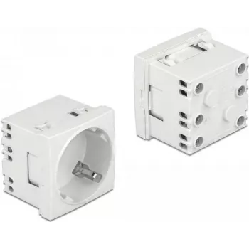 Delock Easy 45 zásuvka Typ F s clonou, bílá RAL 9003, 16 A, 250 V, balení 10 ks 81324