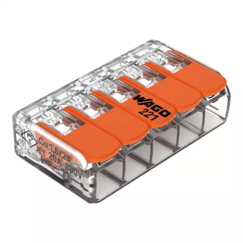 WAGO 221-415 COMPACT Spojovací svorka 5vodičová 4 mm², balení 25 ks