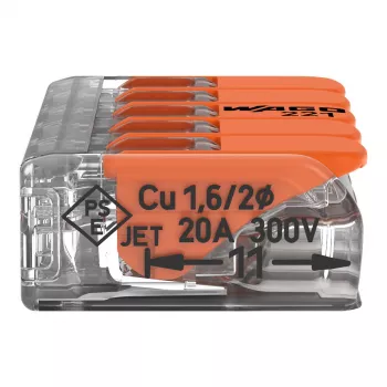 WAGO 221-415 COMPACT Spojovací svorka 5vodičová 4 mm², balení 25 ks