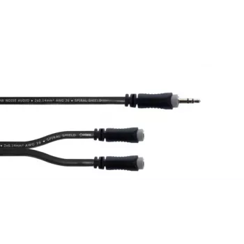 Cordial 14883 3.5mm Stereo Y-Adapter Cable, 1x Jack Male to 2x Jack Female, 0.3 m, Black