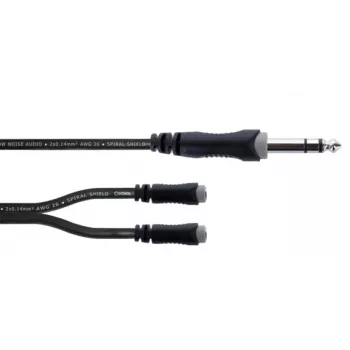 Cordial 14886 Audio Y-Adapter Cable 6.3 mm Stereo Jack Plug to 2x 3.5 mm Stereo Jack Sockets 0.3 m Black PVC Twin Cable