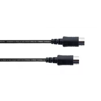 Cordial MIDI Connection Cable 1m, 5-pin DIN Male to Male, Black (14894)