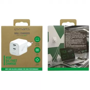 Nástěnné nabíječka 4smarts PDPlug SiC Dual 45W 2C bílá