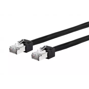 VoIP patch kabel METZ CONNECT 13084U1500-E Cat.6 Ultraflex500 RJ45 samec na RJ45 samec, AWG 26/7, PUR, černý, 1,5 m
