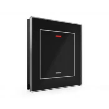 MDT Glastaster II Light 1násobný RGBW černý KNX skleněné tlačítko s teplotním senzorem BE-GTL10S.01S