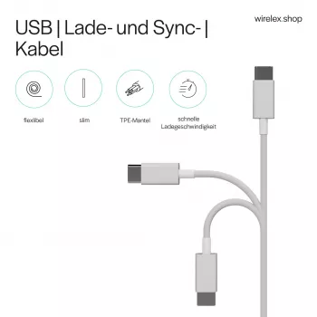 Flexline USB Charge & Sync Cable, USB-A to USB-C, 2.0, ABS, White, 0.5m (FL31-13040)