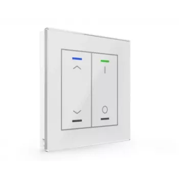 Skleněné tlačítko MDT BE-GTL2TW.C1 Glass Push Button II Light 2násobné RGBW se senzorem teploty, bílé, KNX