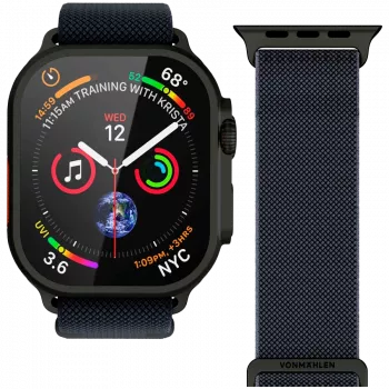 VONMÄHLEN Classic Nylon Loop for Apple Watch 40/41/42 mm, One Size, Navy Black
