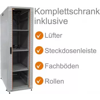 19 inch rozvaděč SRK IT-BUDGET kompletní sada 38U 600x800 mm skleněné/ocelové dveře světle šedý 99ITB19SRK3868GGM