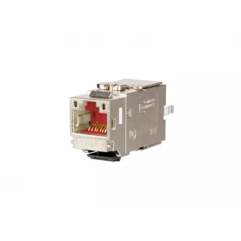 METZ CONNECT C6Amodul K 180° 25G Keystone Jack, stíněný, Cat.6A, 25 Gigabit Ethernet, bez nástrojů IDC, zinkový tlakový odlitek, GHMT certifikováno 130B21-25-E