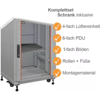 19 inch rozvaděč SRK IT-BUDGET kompletní sada 12U 600x800 mm světle šedý předmontovaný