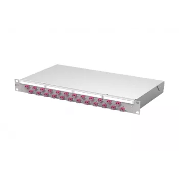 Optický patch panel Metz mecatech VIK 24portový LC-Duplex OM4, 1U, 19 inch, světle šedý 1504507524-E