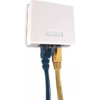 Povrchová síťová zásuvka IT-BUDGET Cat.6A UTP, 2 x RJ45, čistě bílá, horizontální vstup kabelu, PoE+ 90ITBDDAPE