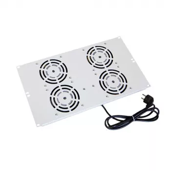 Střešní ventilátorová jednotka IT-BUDGET pro stojací skříně SRK - 4 aktivní ventilátory - 640 m³/h - termostat - vypínač - světle šedá 90ITB19SRKXFAN4G