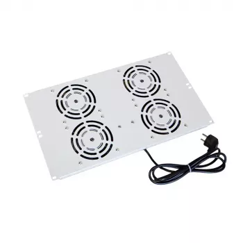 Střešní ventilátorová jednotka IT-BUDGET pro stojací skříně SRK - 4 aktivní ventilátory - 640 m³/h - termostat - vypínač - světle šedá 90ITB19SRKXFAN4G
