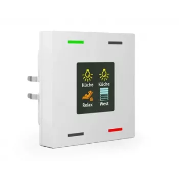 KNX chytré skleněné tlačítko MDT BE-TAS63T4.01 Smart 63 4násobné s barevným displejem a teplotním senzorem, studio bílé lesklé