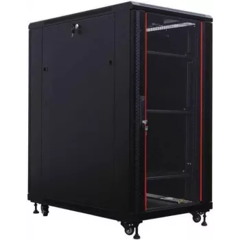19 inch serverový rack IT-BUDGET SRK - 27U - 800x1000 mm - skleněné/ocelové dveře - kabelové kanály - flatpack - černý 90ITB19SRK27810GSN