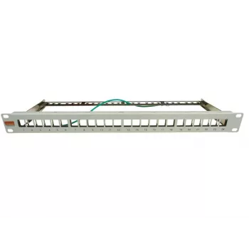 19 inch keystone patch panel IT-BUDGET 24portový, 1U, neosazený, světle šedý 90ITBMT24PORTG
