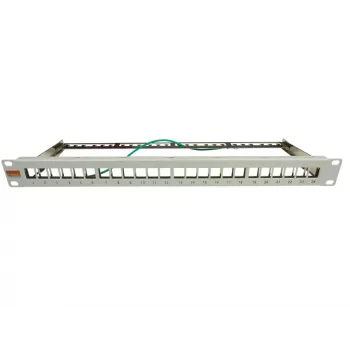 19 inch keystone patch panel IT-BUDGET 24portový, 1U, neosazený, světle šedý 90ITBMT24PORTG