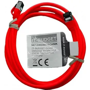 Síťový patch kabel Cat.8.1 Slim IT-BUDGET S/FTP 40Gbps 2000MHz LSZH PoE+ červený 2 m 90ITBSLIM81PK2R