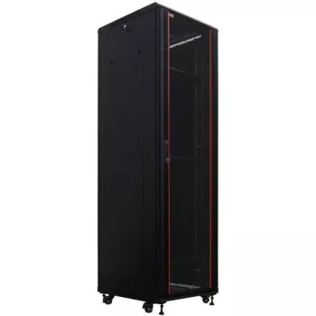 Rozvaděč IT-BUDGET 19 inch SRK, 38U, 600x600 mm, skleněné/ocelové dveře, flatpack, černý 90ITB19SRK3866GSN