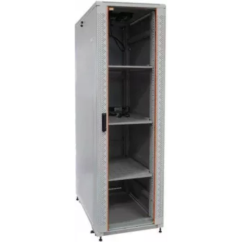IT-BUDGET 19 inch serverový rozvaděč SRK kompletní sada, 42U, 600x1000 mm, prosklené/ocelové dveře, 4 aktivní ventilátory, PDU, police, smontováno, světle šedá 99ITB19SRK42610GGM
