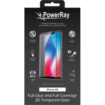 PowerRay Ultra Durable 3D Full Glue Glass Screen Protector for iPhone XR, Black PR-3DFGIPHXRBL