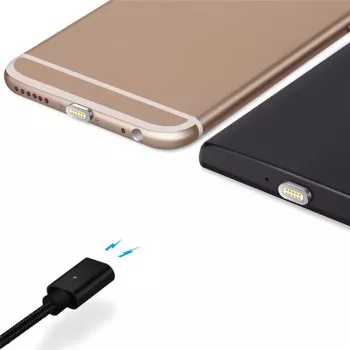 Magnetický USB nabíjecí a datový kabel CYOO, 2v1 Micro USB & Lightning na USB, 1 m, černý