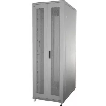 Serverový rack SRK IT-BUDGET 19 inch kompletní sada, 42U, 600x1000 mm, perforované dvojité dveře vpředu i vzadu, 4 aktivní ventilátory, PDU, police, smontováno, světle šedý 99ITB19SRK42610DTGM