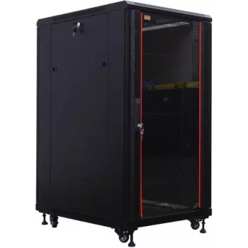 Serverový rack SRK IT-BUDGET 19 inch, 27U, 600x1000 mm, skleněné/ocelové dveře, smontováno, černý 99ITB19SRK27610GSNM