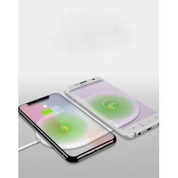 Mini duální bezdrátová nabíječka na telefon CYOO CY120899 – bílá – standard Qi