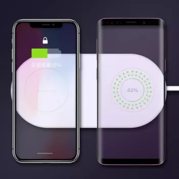 Mini duální bezdrátová nabíječka na telefon CYOO CY120899 – bílá – standard Qi