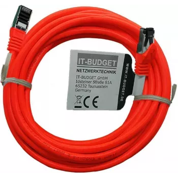 Patch kabel Cat.8.1 S/FTP IT-BUDGET, 5 m, červený, 40 Gbps, plná měď, LSZH, PoE+ 90ITBFLEX81PK5R