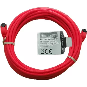 Prémiový patch kabel z plné mědi IT-BUDGET, Slim AWG 28, Cat.8.1, 2000 MHz, bez halogenů, PoE+, 40Gbit, červený, 5 m (90ITBSLIM81PK5R)