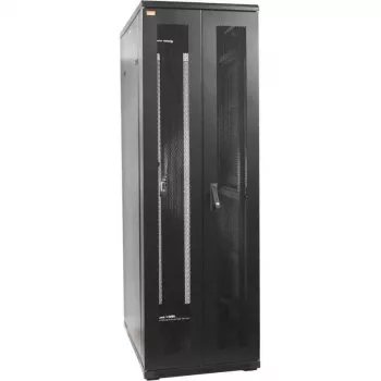 Serverový rack SRK IT-BUDGET 19 inch kompletní sada, 38U, 800x1000 mm, perforované dvojité dveře, 4 aktivní ventilátory, PDU, police, smontováno, černý 99ITB19SRK38810DTSM