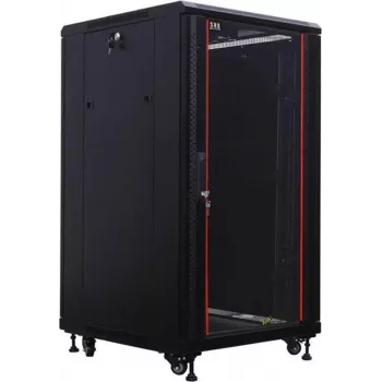 IT-BUDGET 19 inch rozvaděč SRK, 18U, 600x800 mm, skleněné/ocelové dveře, flatpack, černý (90ITB19SRK1868GSN)