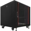 IT-BUDGET 19 inch serverový rack SRK, 12U, 600x1000 mm, skleněné přední dveře, ocelové zadní dveře, flatpack, černý 90ITB19SRK12610GSN