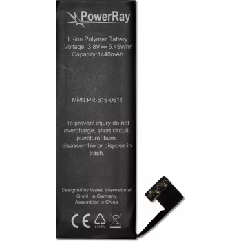 PowerRay Battery PR-616-0611 for iPhone 5, 1440 mAh, Bulk