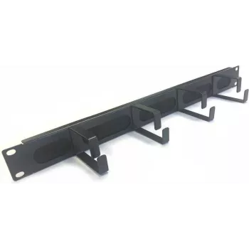 Kabelový panel s kartáči IT-BUDGET 19 inch 1U se 4 kovovými kabelovými sponami 44x70 mm černý 90ITBKDFPMB1HES