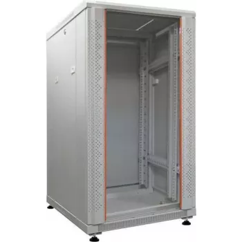 Síťový rozvaděč 19 inch IT-BUDGET SRK, 18U, 600x600 mm, skleněné/ocelové dveře, flatpack, světle šedý 90ITB19SRK1866GGN