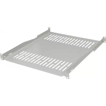 Pevná policová přihrádka do racku 19 inch IT-BUDGET, nosnost 80 kg, hloubka 450 mm, variabilní montáž do hloubky, světle šedá 90ITB19FBX450G