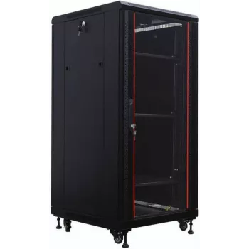 Síťový rozvaděč 19 inch IT-BUDGET SRK - 27U - 600x600 mm - skleněné/ocelové dveře - flatpack - černý (90ITB19SRK2766GSN)