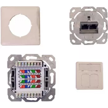 IT-BUDGET síťová datová zásuvka Cat.6A stíněná, podomítková, 2 x RJ45, čistě bílá, PoE+ 90ITBDDRW