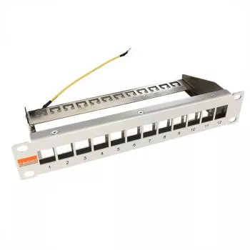 IT-BUDGET 10 inch prázdný patch panel pro Keystone moduly - 12 portů - stíněný - 1U - neosazený - šedá (90ITB10MT12PG)