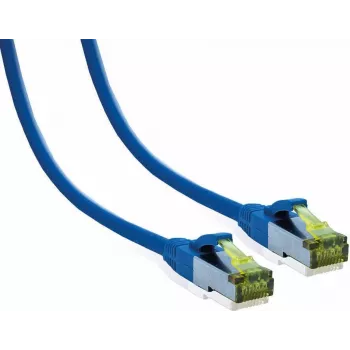 Prémiový patch kabel Cat.6A s Cat.7 surovým kabelem IT-BUDGET, 600 MHz, bez halogenů, PoE+, 10Gbit, modrý, 2 m (90ITB6A7PK2B)