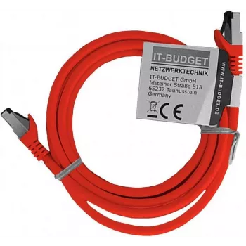 Prémiový patch kabel z plné mědi IT-BUDGET - Flex AWG 26 - Cat.8.1 - 2000 MHz - bez halogenů - PoE+ - 40Gbit - červený - 3 m 90ITBFLEX81PK3R